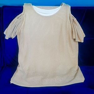Like New Calvin Klein cold shoulder 2 layer top size XL